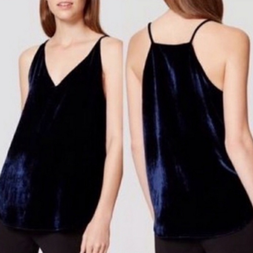 Loft blue velvet flowy tank top
